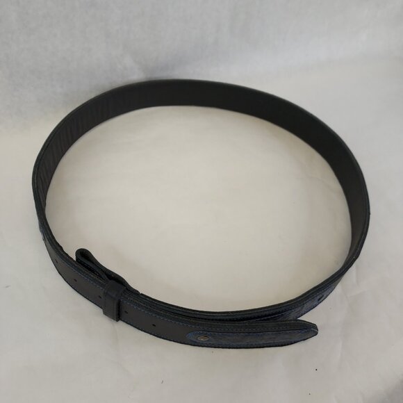 Canadian Custom Leather Western Belt Sz 40 Black Blue Screw Rivet Buckle Loop - Picture 15 of 15
